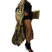 Gold Filagree and leopard long kimono dress robe