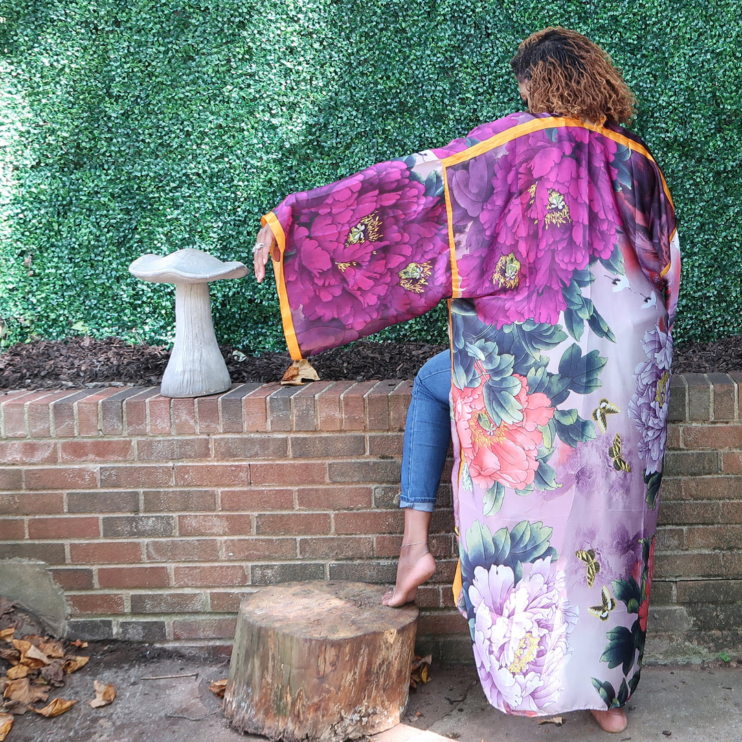 SHE READY | Luxury Japanese Kimono Robe (Open Front) | Floor Length Long Kimono