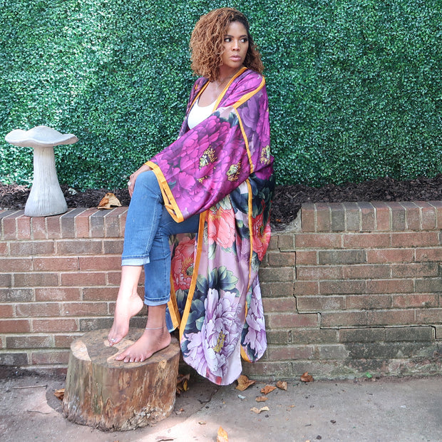 SHE READY | Luxury Japanese Kimono Robe (Open Front) | Floor Length Lo KimonoXO SHE READY | Luxury Japanese Kimono Robe (Open Front) | Floor Length Lo KimonoXO