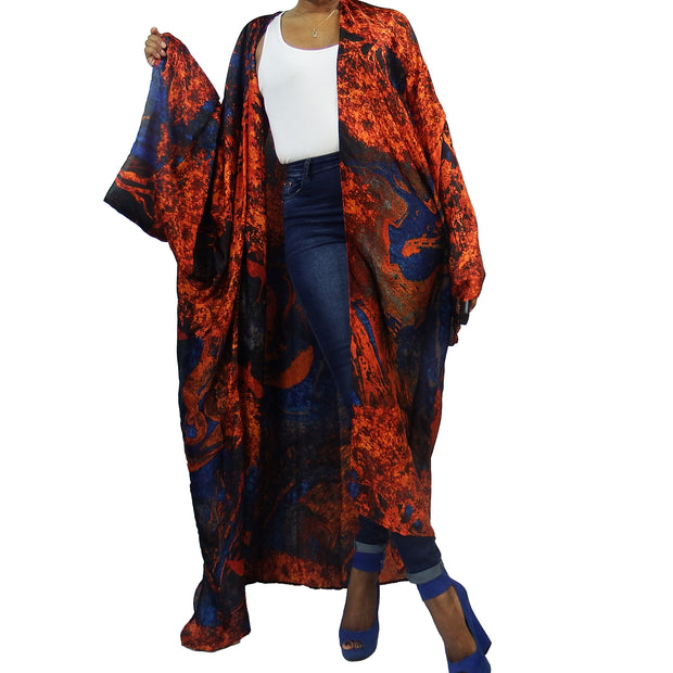 Long kimono jacket for layering satin kimono robe long sleeve