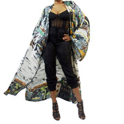 Concrete Jungle | Kimono Duster (Open Front) | Floor Length Long Robe