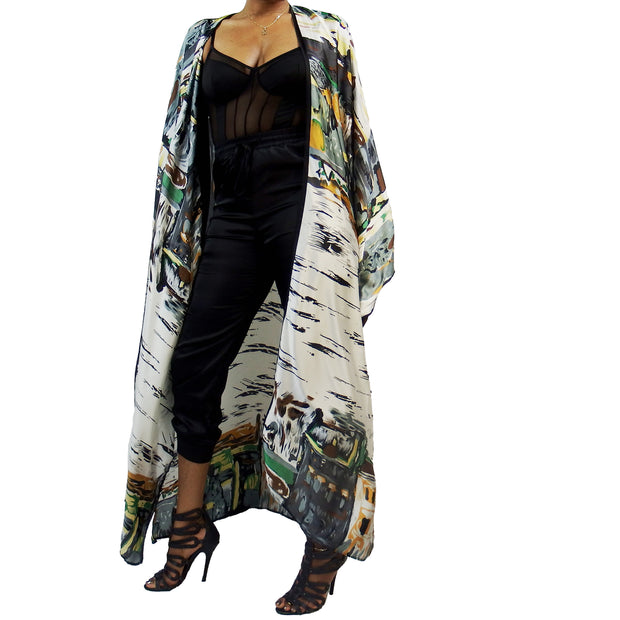 Concrete Jungle | Kimono Duster (Open Front) | Floor Length Long Robe